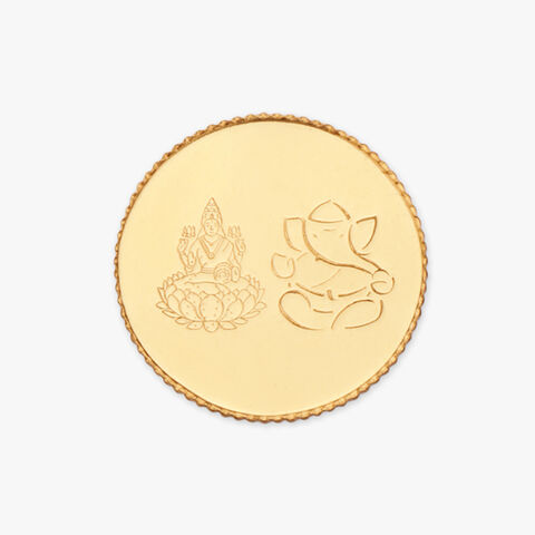 2 gram 22 Karat Gold Coin with Lakshmi Ganesha Motif