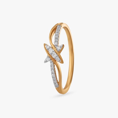 Crossing Star Diamond Finger Ring
