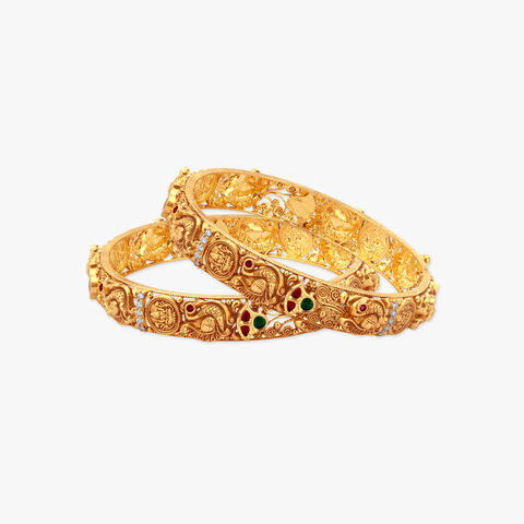 Peacock Medallion Gold Bangles