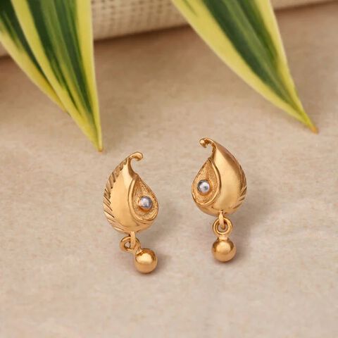 Dainty Peacock Inspired Gold Drop Earrings