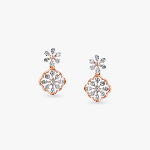 Petal Lattice Diamond Drop Earrings