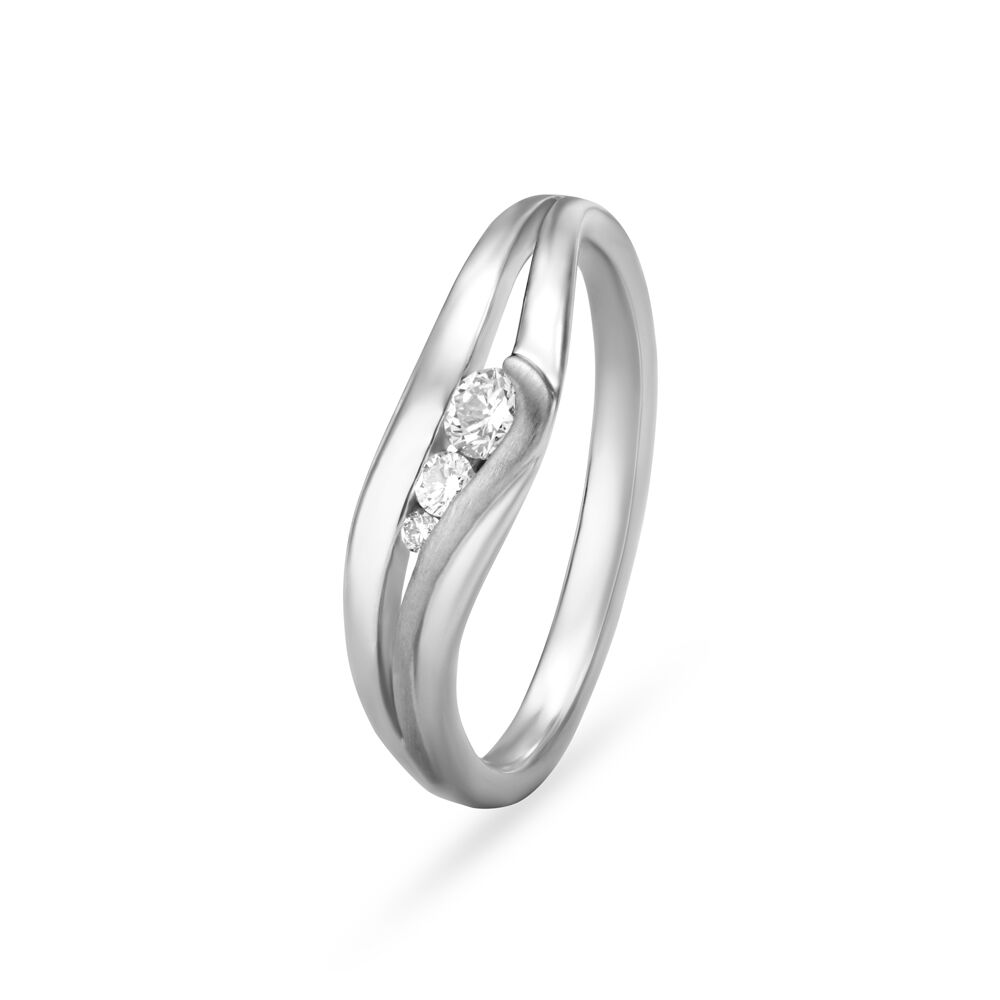 Enchanting Ribbon Pattern Platinum and Diamond Ring