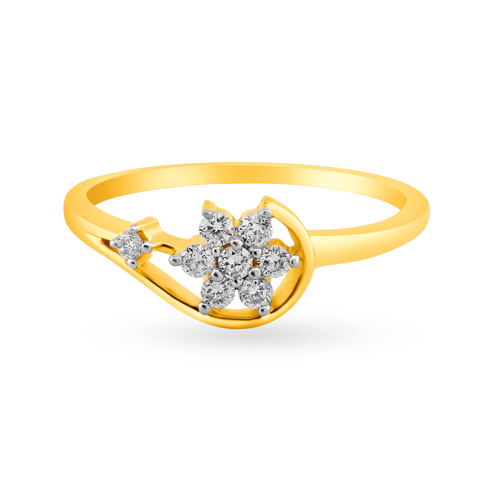 Pleasing 18 Karat Yellow Gold And Diamond Interlinked Letter D Finger Ring