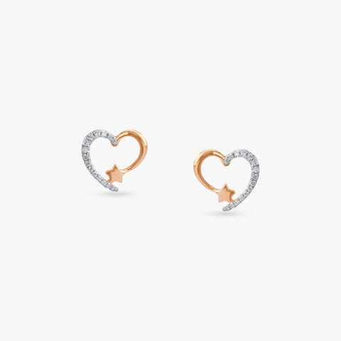 Cosmic Heartbeat Diamond Stud Earrings