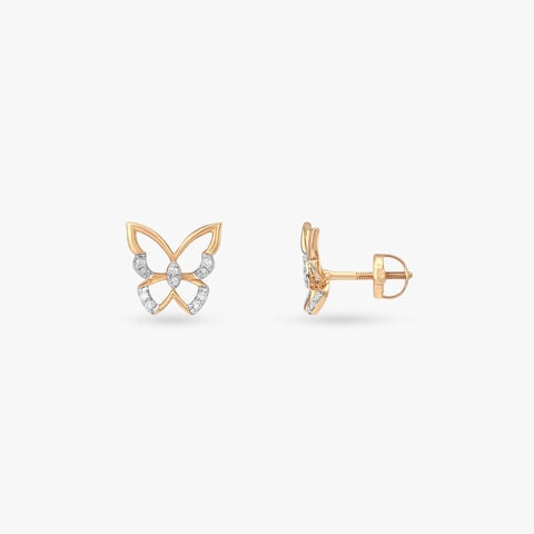 Butterfly Wish Diamond Stud Earrings for Kids