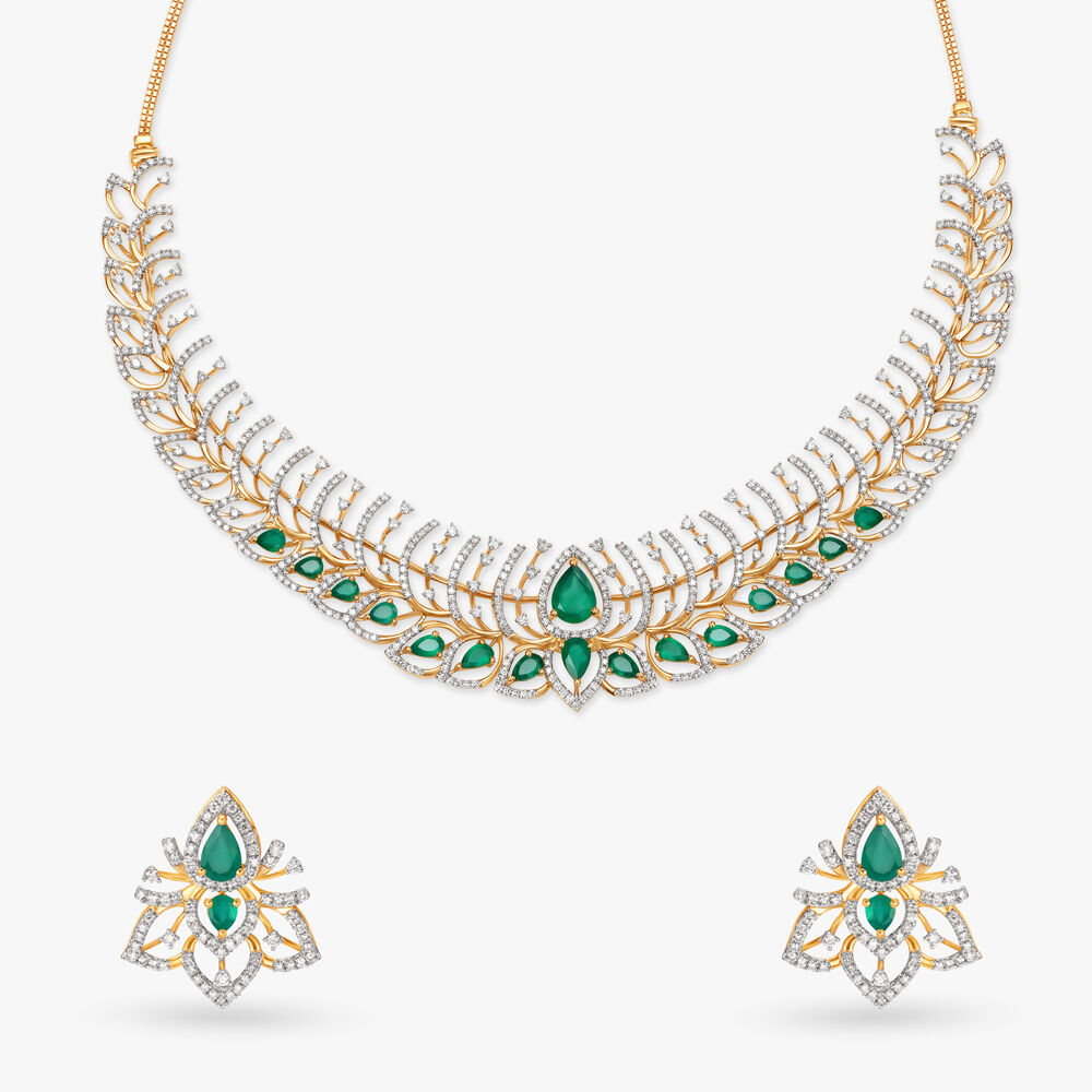 Tanishq diamond necklace set clearance