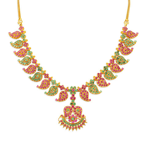Opulent Ruby and Emerald Gold Necklace