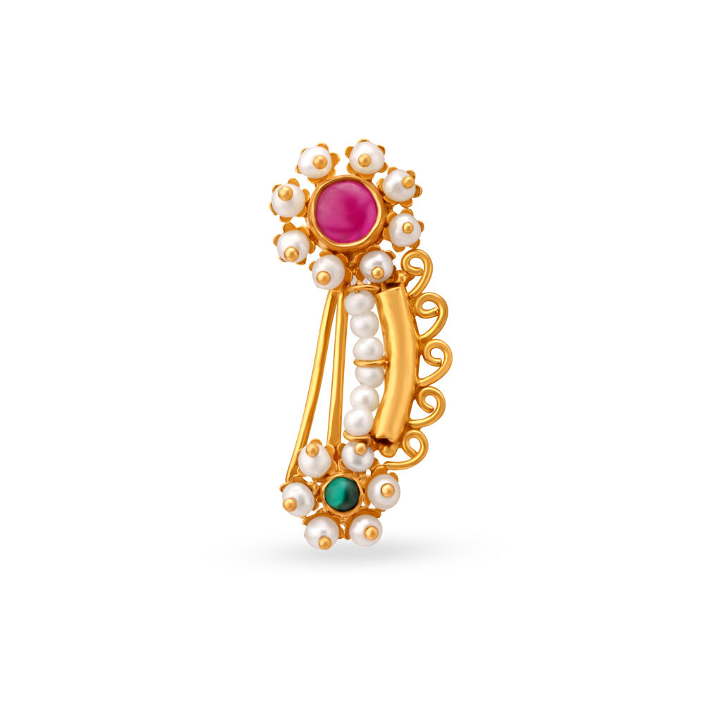 Floral Colourful Maharashtrian Gold Nath