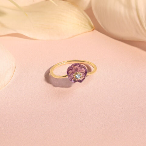 Floral Finesse Amethyst & Diamond Ring