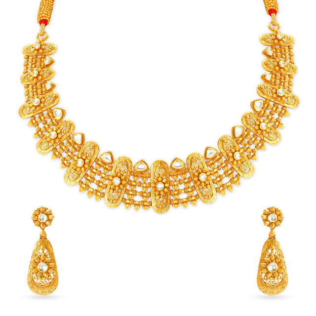 Majestic Antique Gold Necklace Set,,hi-res image number null