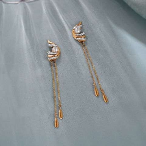 Luminous Cascade Gold & Diamond Drop Earrings