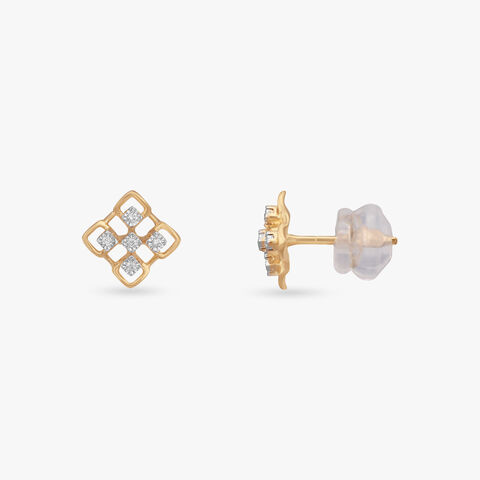 Lattice Bloom Diamond Stud Earrings