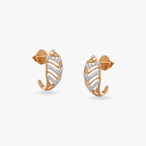 Chevron Radiance Diamond Hoop Earrings