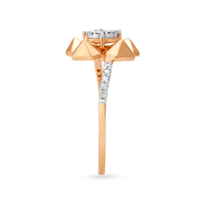 Alluring Floral Rose Gold and Diamond Finger Ring,,hi-res image number null