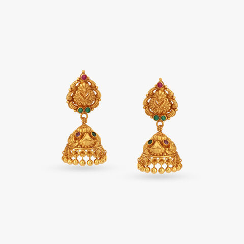 Temple Motif Jhumka Earrings