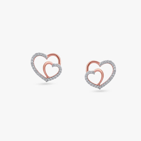 Entwined Heart Diamond Stud Earrings
