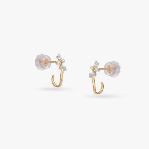 Vine Curve Diamond Hoop Earrings