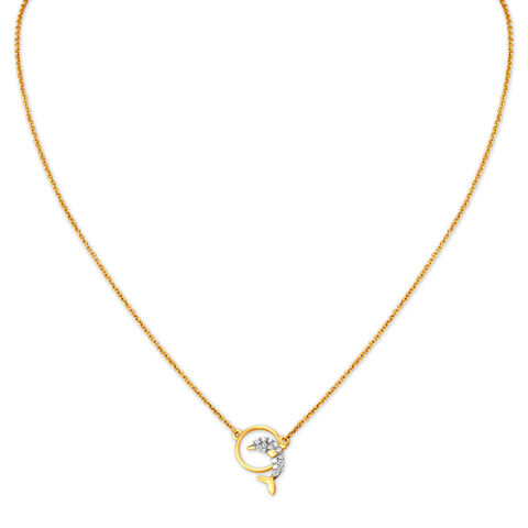 Dolphin Diamond Pendant with Chain for Kids