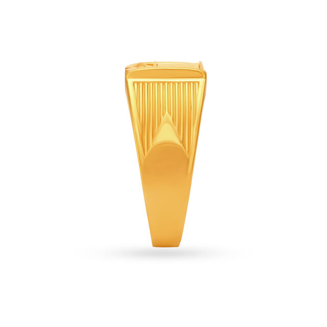 Broad Carved Gold Men's Finger Ring,,hi-res image number null