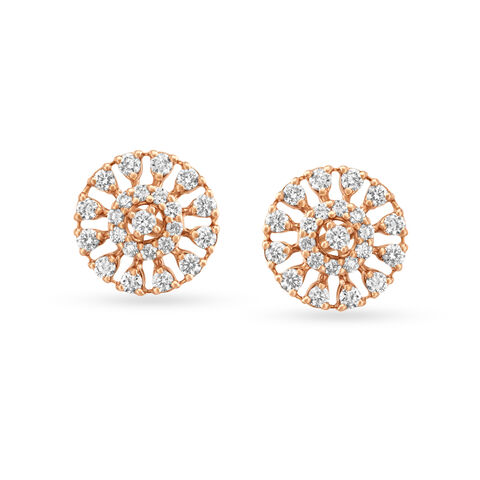 Endearing Button Shaped Diamond Stud Earrings