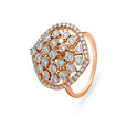 Shimmering 18 Karat Yellow, White, Rose Gold And Diamond Leaf-Shaped Finger Ring,,hi-res image number null