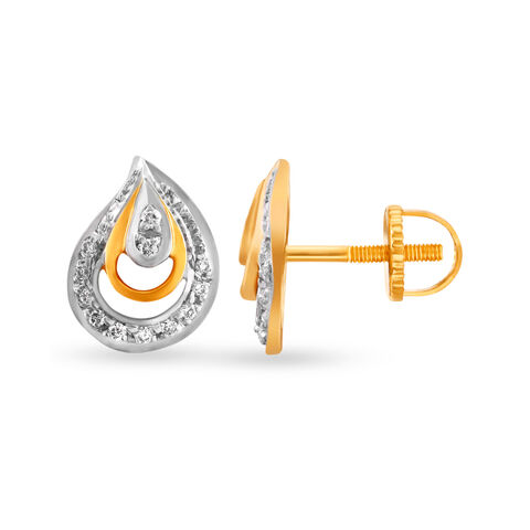 Glossy Mango Shaped Diamond Stud Earrings