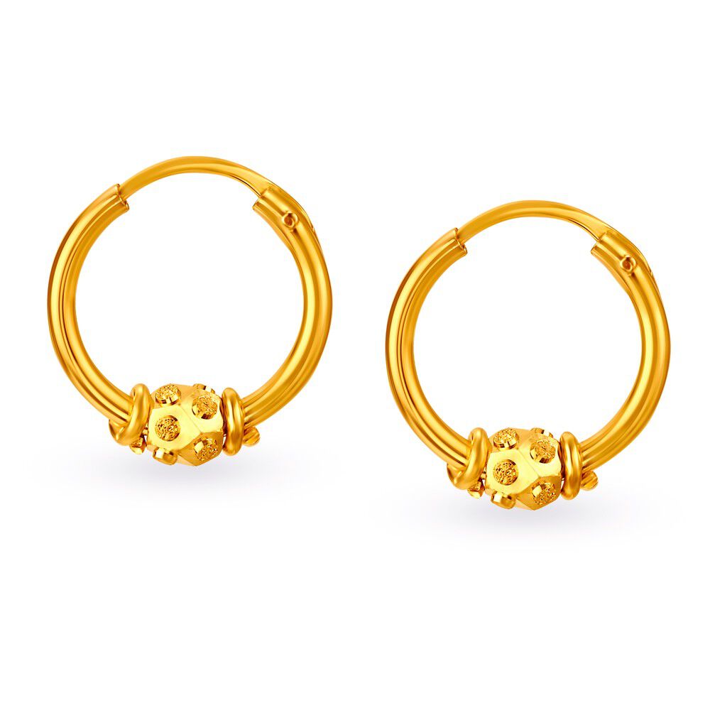 Women Tanishq Hoop Earrings In 18K Yellow Gold With Diamond at best price  in Tiruchirappalli