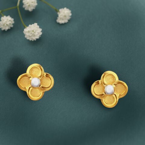 Sweet Blossom Gold Stud Earrings for Kids