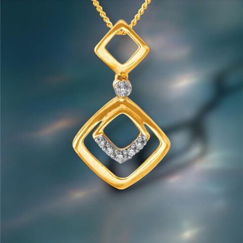 Charming Geometric Gold and Diamond Pendant