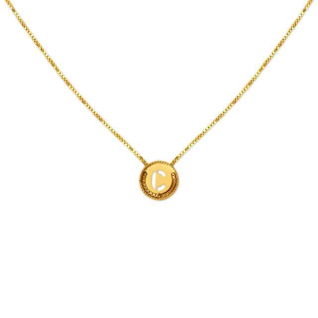 Letter C Gold Pendant with Chain For Kids,,hi-res image number null