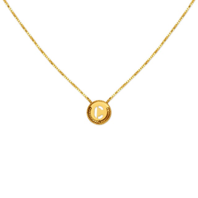 Letter C Gold Pendant with Chain For Kids,,hi-res image number null