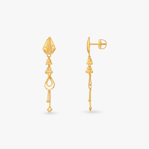 Sculpted Loop Gold Drop Earrings