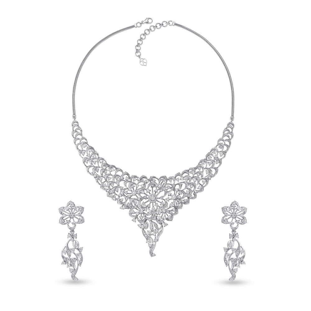 Ethereal White Gold and Diamond Necklace Set