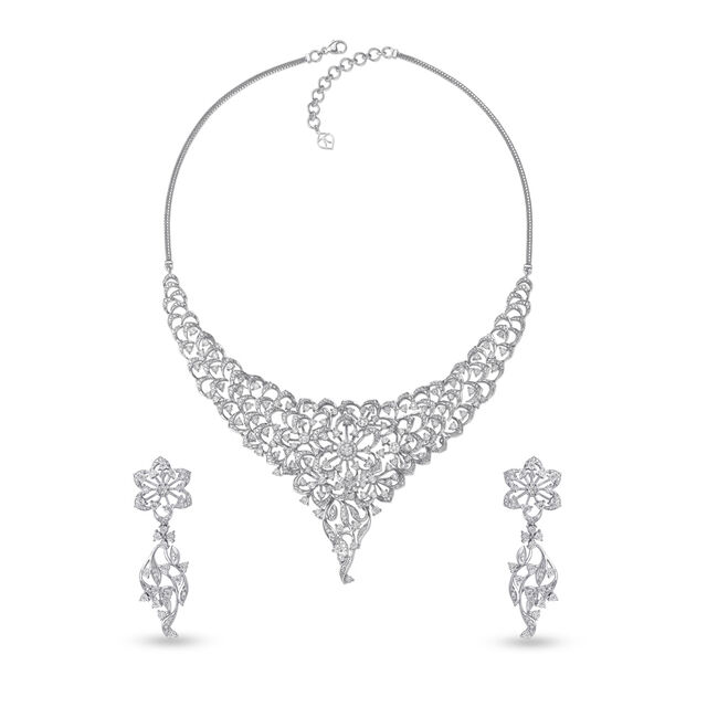 Ethereal White Gold and Diamond Necklace Set,,hi-res image number null