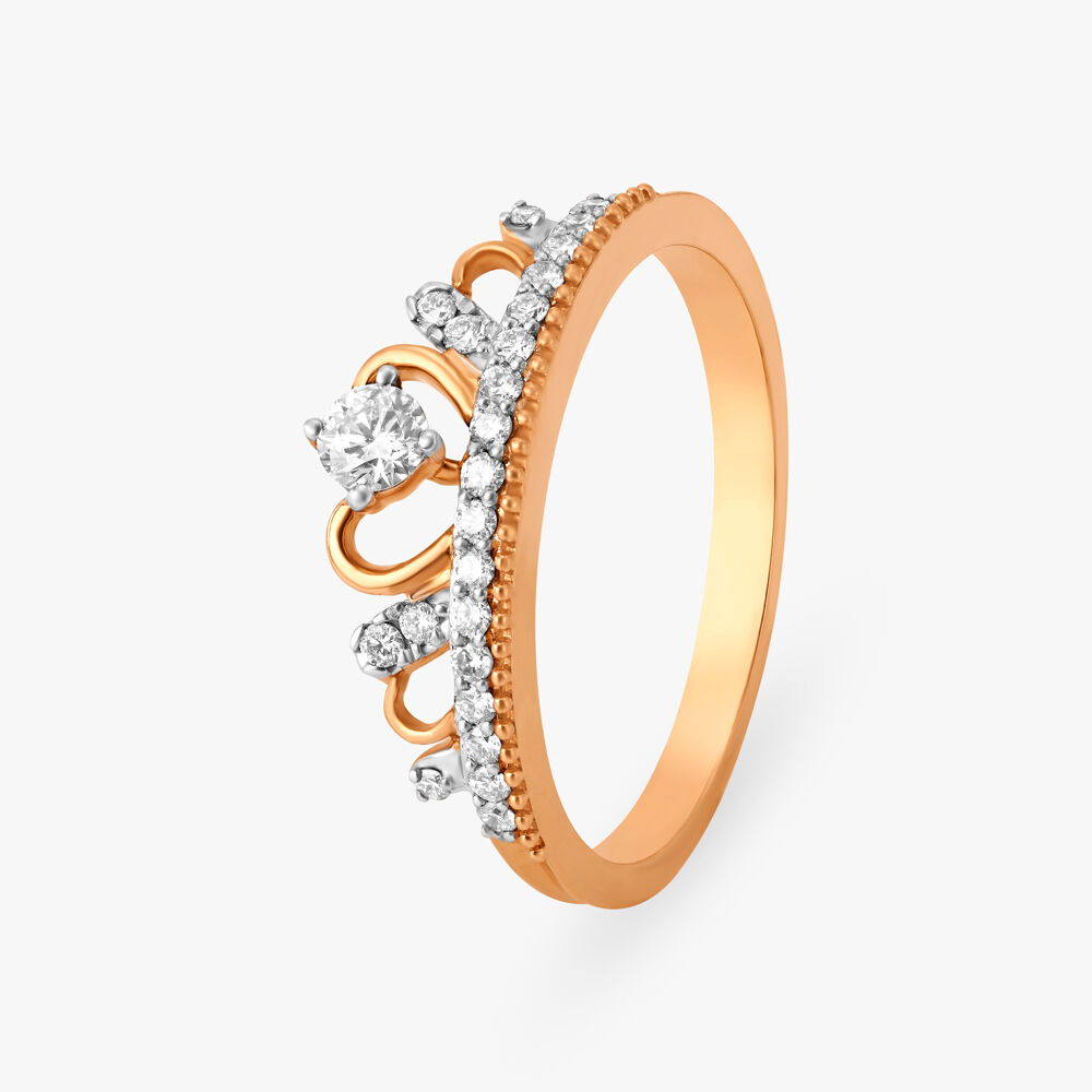 Fancy Glossy Gold and Diamond Finger Ring