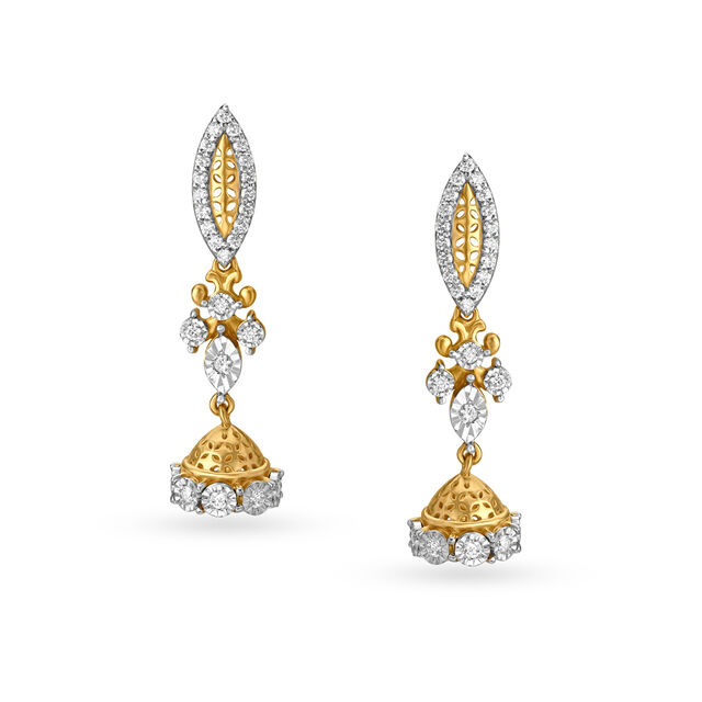 Ethnic Diamond Studded Jhumka Earrings,,hi-res image number null