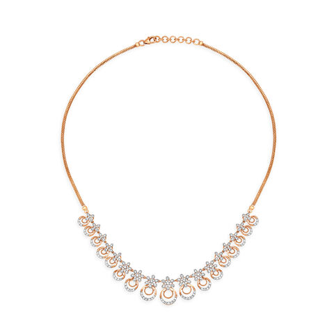 Sparkly Floral Rose Gold and Diamond Necklace Set