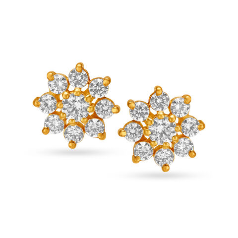 Stunning Flower Gold Stud Earrings