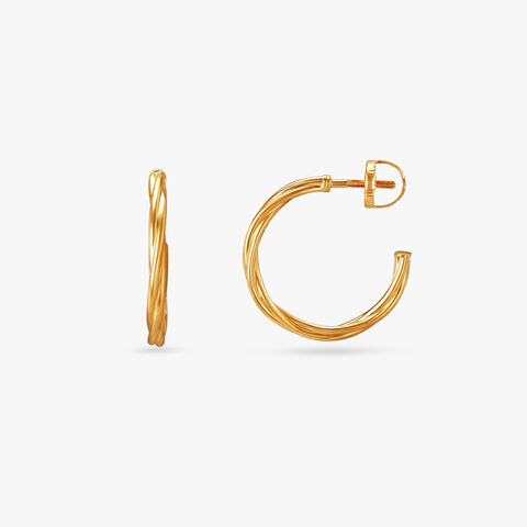 Refined Twist Gold Hoop Earrings