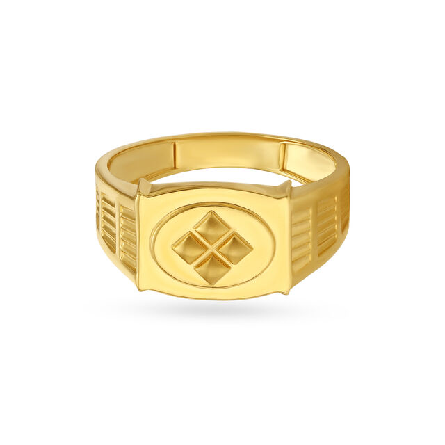 Square And Rhombus Gold Finger Ring For Men,,hi-res image number null
