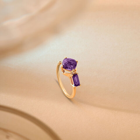 Sovereign Sparkle 14KT Amethyst  Finger Ring