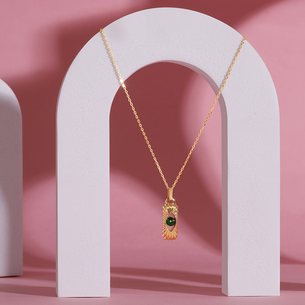 Elegant Enchantment 18KT Chain Emerald Pendant with chain Tanishq Online Store