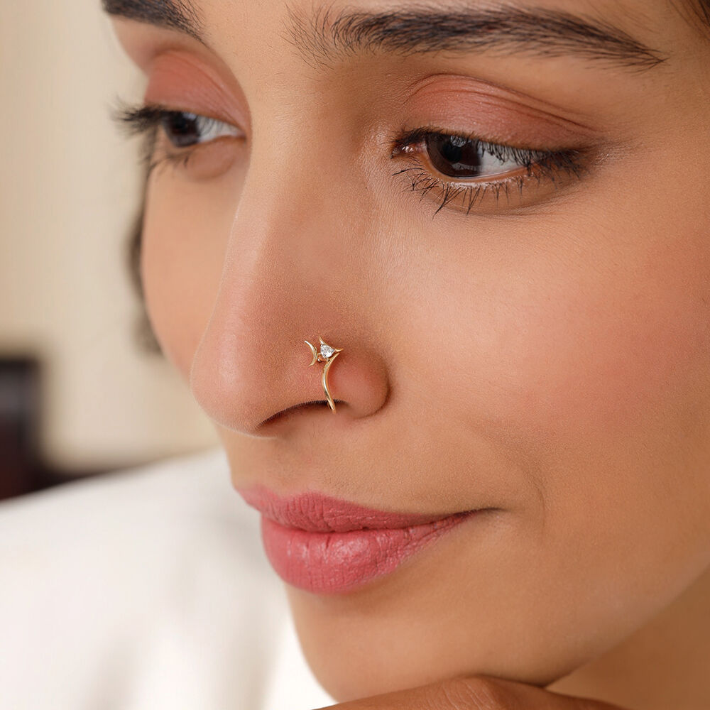 Starry Night Sparkle 14KT Diamond Nose Pin