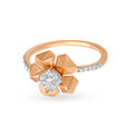 Alluring Floral Rose Gold and Diamond Finger Ring,,hi-res image number null