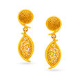 Ornate Spiral Motif Gold Drop Earrings,,hi-res image number null