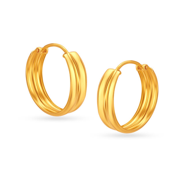 22 KT Yellow Gold Dazzling Bold Hoop Earrings,,hi-res image number null