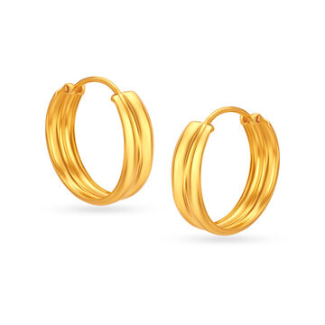 22 KT Yellow Gold Dazzling Bold Hoop Earrings