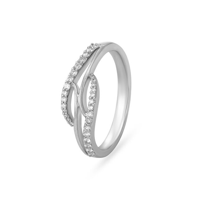 Stylish Crossover White Platinum Finger Ring,,hi-res image number null
