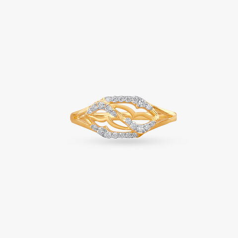 Abstract Leaf Diamond Ring