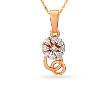 Entwined Circlet Rose Gold and Diamond Pendant
